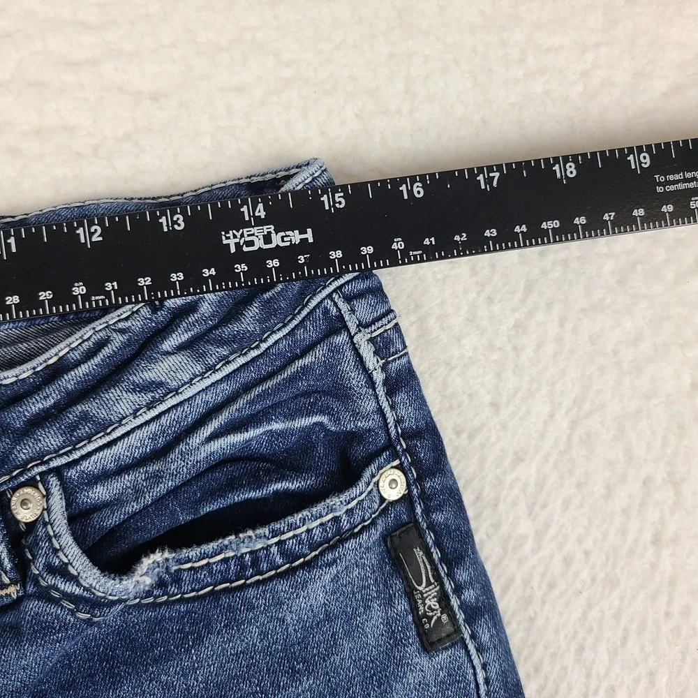 Silver Jeans Womens 28x29 Blue Elyse Skinny Distress Dark Wash Denim